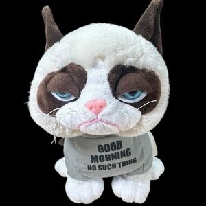Grumpy Cat Plush "Good Morning. No Such Thing" Stuffed Animal Viral internet Cat